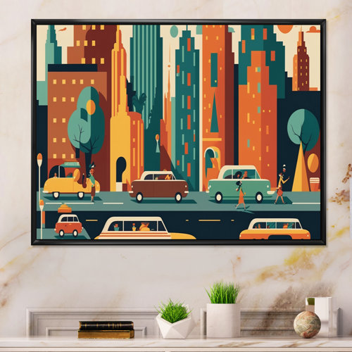 Corrigan Studio® Colorful Cityscape V Cityscapes Canvas Wall Art